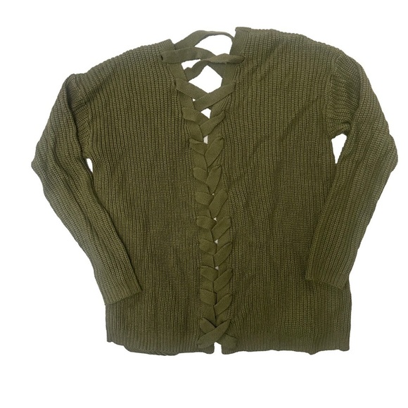 Olive Green Long Cardigan Granola Goblin Grunge Whimsigoth Baggy Boho Cozy IX - Picture 2 of 3